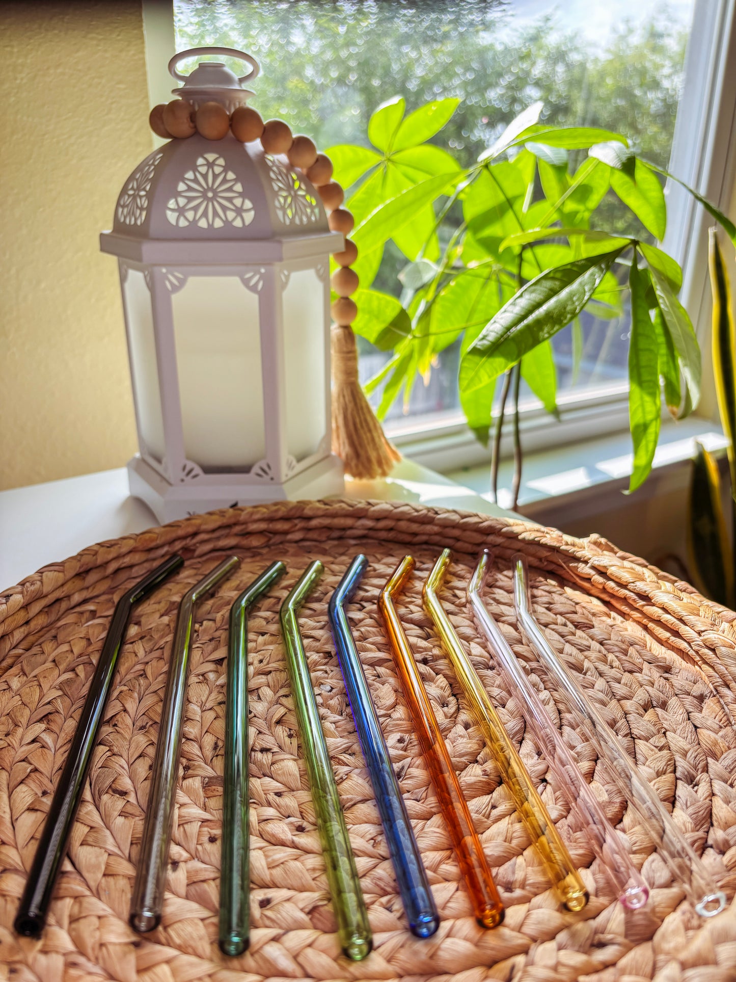 Reusable Bent Colored Glass Straw 20cm